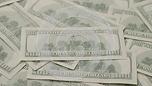 Closeup slide background of 100 dollar bills old style