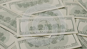 Closeup slide background of 100 dollar bills old style