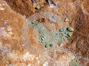 Closeup of small copper ore stones