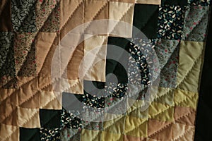 Closeup small sawtooth multicolored dark Amish Handmade Quilt