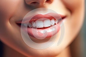 Closeup of smile with healthy teeth. Generative AI