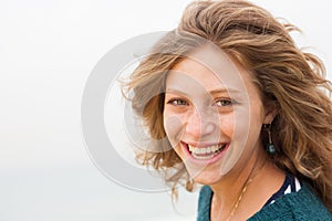 Closeup of smiling attaractive woman
