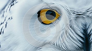 Closeup of a snowy owls beak perfectly adapted for hunting in the harsh winter conditions