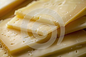 Closeup of some slices of manchego cheese from Spain