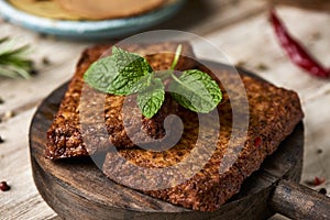 Closeup of some tofu fillets