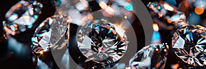 A closeup of sparkling diamonds with a blurred background, symbolizing luxury and wealth