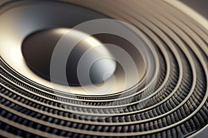 closeup of a speaker cone vibrating with sound waves