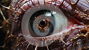 Closeup Of A Spiked Eye: Unreal Engine Rendered Horror