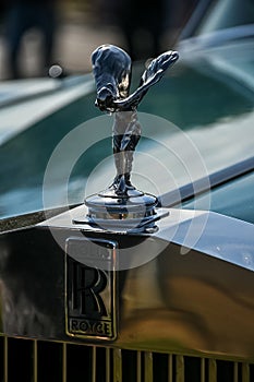 Closeup of Spirit of Ecstasy during the Classic Car Show in Ryde Isle of Wight