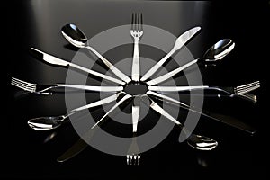 Closeup of spoon, knife and fork