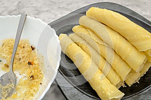 Closeup of a stack of Maida Dosa photo