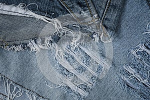 Closeup stack of old jean