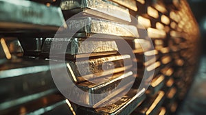 Closeup of Stacked Silver Bars