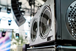 closeup of stage monitor speaker