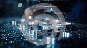 A closeup on stainless components being postprocessed showing technicians using polishing tools to enhance the finish