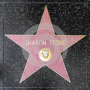 Closeup of Star on the Hollywood Walk of Fame for Sharon Stone