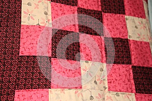 Closeup Star pink block  Amish Handmade  Quilt
