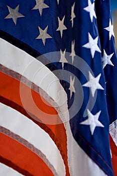 Closeup of the stars and stripes flag