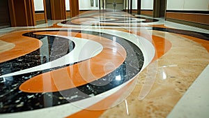 A closeup of a stateoftheart research centers flooring featuring a unique pattern that echoes the scientific nature of
