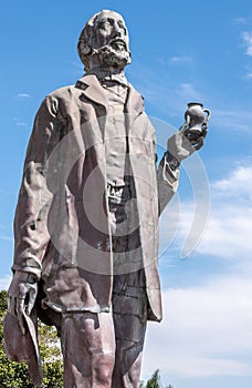 Closeup of Statue of Captain John F. Frazier in Carlsbad, California, USA