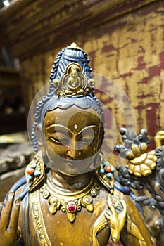 Closeup of The statue of Maitreya Buddha