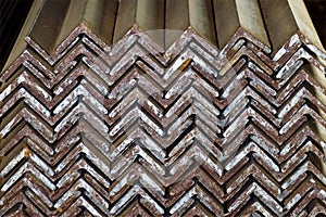 Closeup of Steel Galvanized Angles Bunched Together