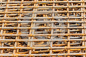 closeup of steel mattress used for concrete rebar in the construction industry