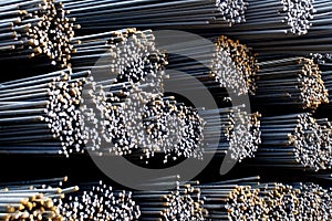 Closeup of Steel Rods or Bars, to Reinforce Concrete