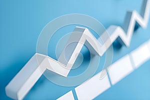 Closeup of stock graph rising against blue background symbolizing success and precision. Concept