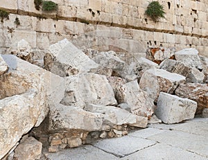 Detail of Second Temple Ruins in Jerusalem photo