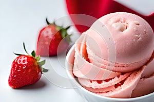 Closeup Strawberry ice cream a delicious-frozen dessert that is loved by many