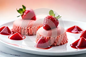 Closeup Strawberry ice cream a delicious-frozen dessert that is loved by many