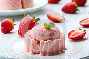 Closeup Strawberry ice cream a delicious-frozen dessert that is loved by many