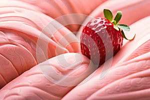 Closeup Strawberry ice cream a delicious-frozen dessert that is loved by many