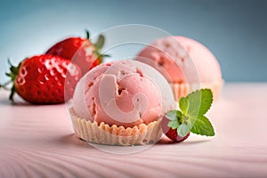 Closeup Strawberry ice cream a delicious-frozen dessert that is loved by many