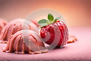 Closeup Strawberry ice cream a delicious-frozen dessert that is loved by many