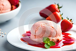 Closeup Strawberry ice cream a delicious-frozen dessert that is loved by many