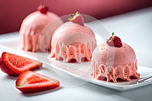 Closeup Strawberry ice cream a delicious-frozen dessert that is loved by many