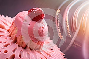 Closeup Strawberry ice cream a delicious-frozen dessert that is loved by many