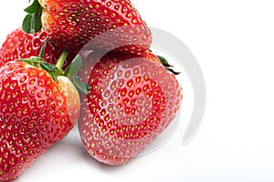 Closeup of strawberry on white background