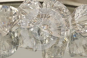 Closeup of stunning diamond ornaments reflected in a mirror