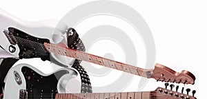 Closeup.stylish guitar with reflection. isolated on a white