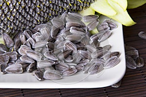 Closeup of a sunflower seeds