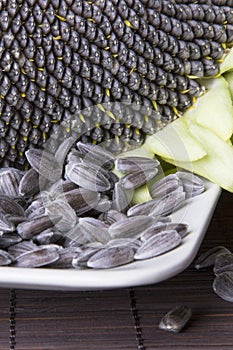 Closeup of a sunflower seeds