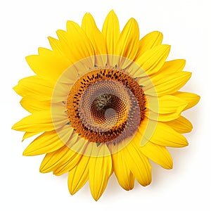 Closeup Of Sunflower On White Background