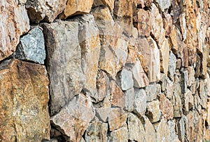 Closeup surface brick pattern at old brown stone brick wall at the fence textured background