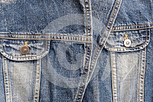 Closeup surface old jean jacket textured background photo