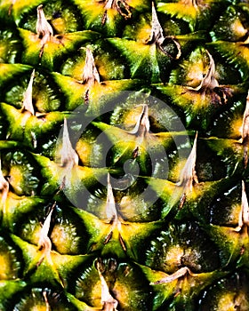 Closeup of the surface of a pineapple