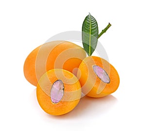 Closeup sweet Marian plum thai fruit isolated on white backgroun.