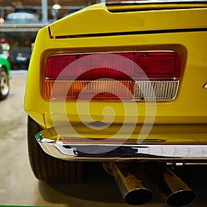 Closeup of the tail lights of a classic